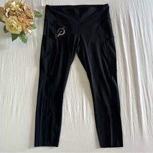 Lululemon Peloton Black Workout Leggings With Pockets  21” size 10
